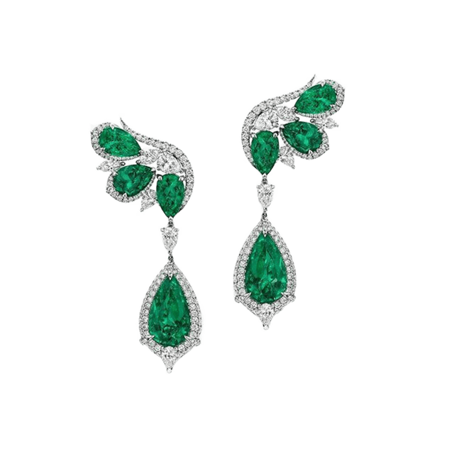 Luxury Emerald Drop Statement Earrings